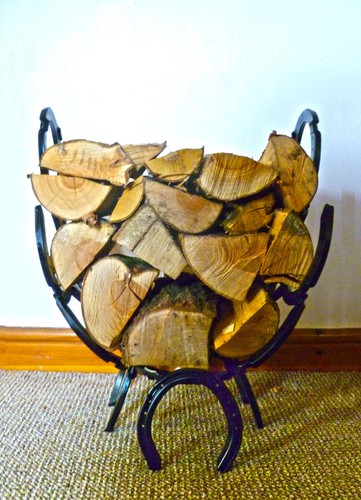 Real horseshoe firewood log - real,