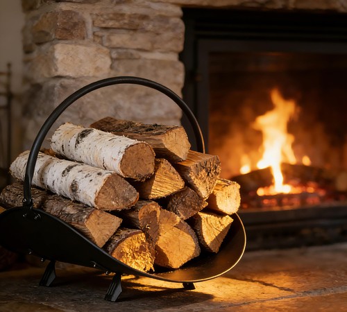 Black log holder indoor - holder, and