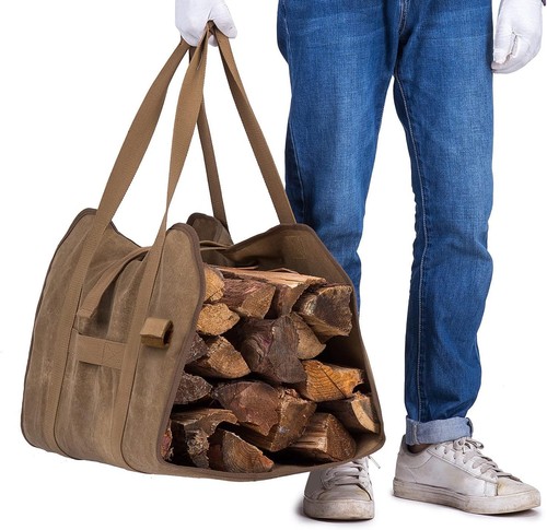 Firewood carrier waxed - carrier,, canvas