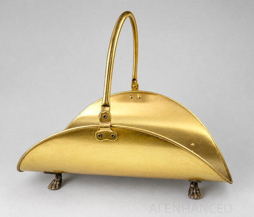 Brass fireplace log basket - fireplace,