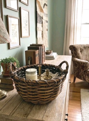 Large vintage wicker rattan - vintage,