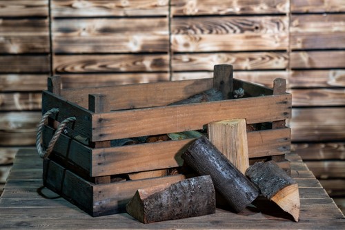 Log basket fire wood storage - basket,