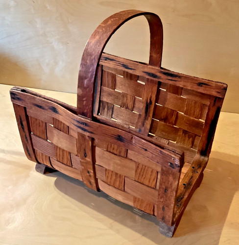 Antique oak firewood carrier - firewood, carrier/