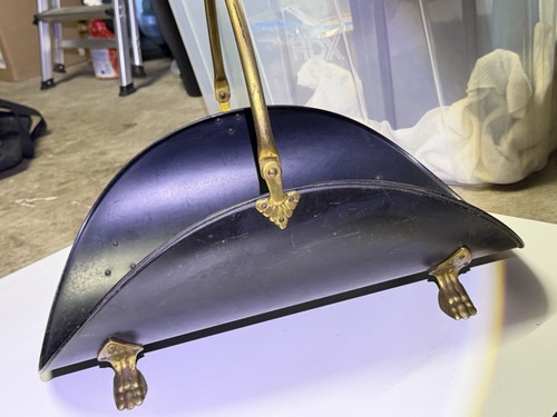 Mid century black metal brass - metal,