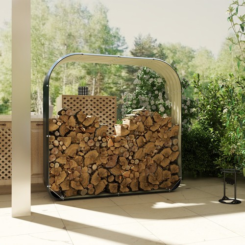 Galvanized steel firewood rack - galvanized,