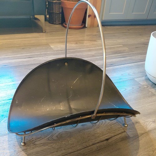 Vintage brass fireplace log - vintage,