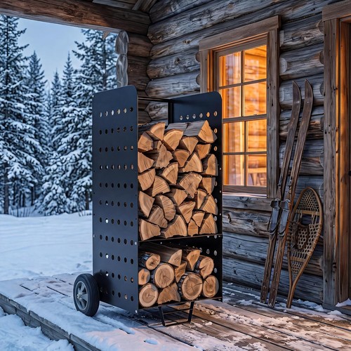 Firewood log rack wheels - rack,