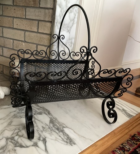 Black wrought iron - wrought, wood