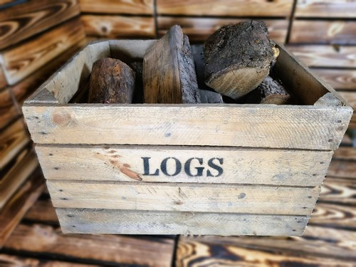 Log basket fire wood - wood, storage