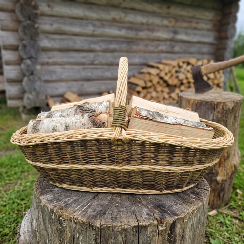 Firewood basket with handle - with,