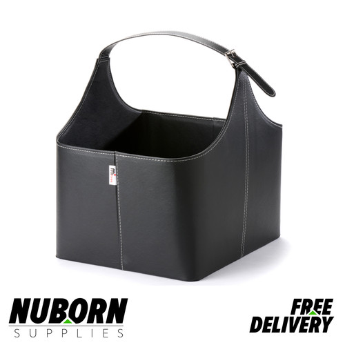 Leather firewood basket - leather,