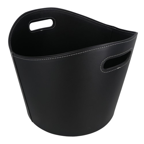 Large black leather firewood - black,